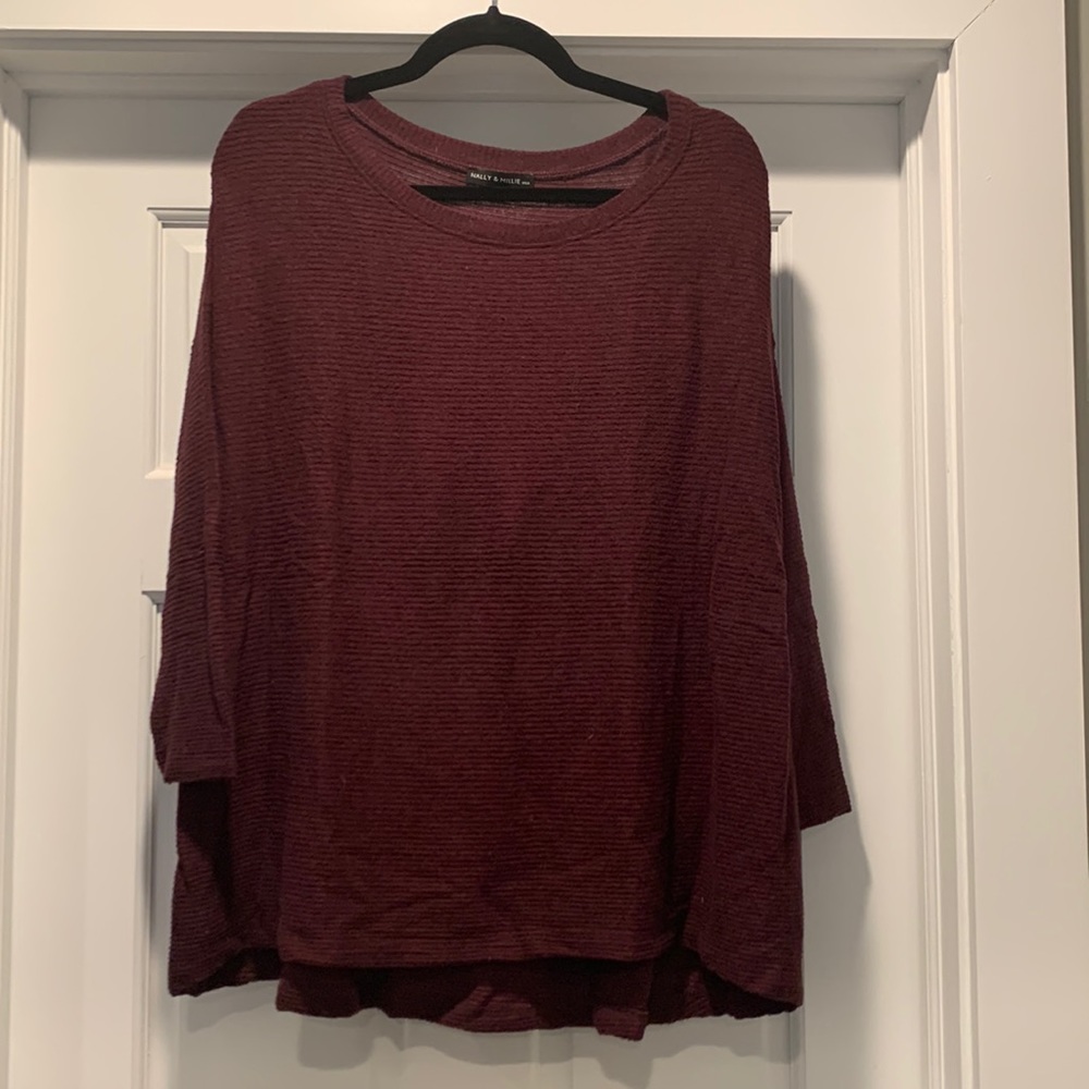 Nally & Millie Maroon Waffle Tunic
